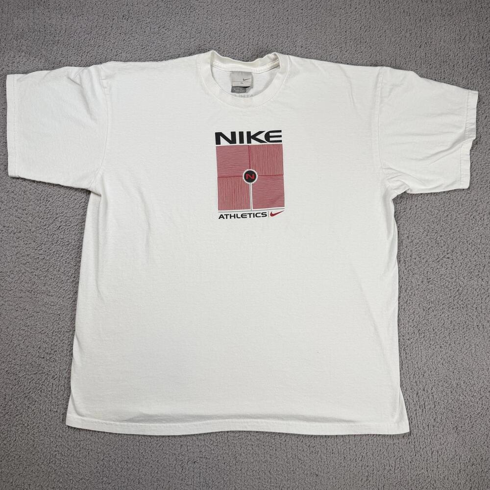 Vintage Y2K Nike Athletics Graphic T Shirt XL Made In USA White Streetwear